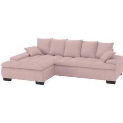 Ecksofa MR. COUCH "Haiti II, L-Form", rosa (flamingo), B:280cm H:87cm T:180cm, Stripes (92% Polyester / 8% Nylon), Sofas, Wahlweise mit Kaltschaum, Bett, Bettkasten