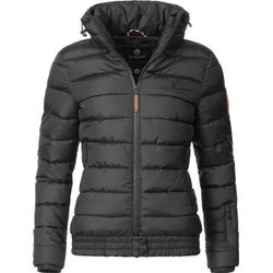 Steppjacke MARIKOO "Poison", Damen, Gr. S (36), schwarz, Oberstoff: 100% Polyester, Futter: 100% Polyester, Wattierung: 100% Polyester, Ärmelfutter: 100% Polyester, clean, modisch, tailliert hüftbedeckend, Langarm Ärmel ohne Ärmelschlitz Bündchen, Jacken, stylische Damen Winterjacke mit hohem Kragen