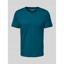 Regular Fit T-Shirt aus reiner Baumwolle mit V-Ausschnitt