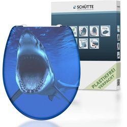 Wc Sitz shark, Duroplast Toilettendeckel mit Absenkautomatik und Schnellverschluss, Klobrille, Klodeckel, Toilettensitz