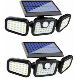 Ontway - Außen-Solarlampe, (2er-Pack) 74 led, wasserdicht IP65, 360° Weitwinkelbeleuchtung, Solarleuchte mit Bewegungssensor, für Garten, Eingang