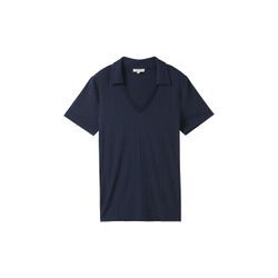 TOM TAILOR Damen T-Shirt mit Polokragen, blau, Uni, Gr. XS