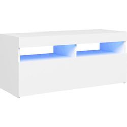 TV-Schrank mit LED-Leuchten Weiß 90x35x40 cm Vidaxl