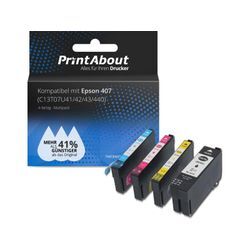 PrintAbout Druckerpatrone kompatibel mit Epson 407 (C13T07U41/42/43/440) - 4-farbig - Multipack