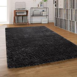 Paco Home - Hochflor-Teppich, Shaggy Waschbar Für Wohnzimmer Und Schlafzimmer, Anthrazit Grau 160x220 cm