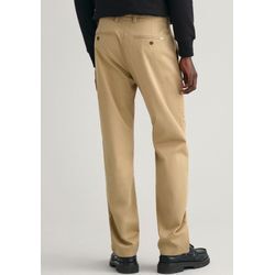 Chinohose GANT "REGULAR TWILL CHINOS", Herren, Gr. 31, Länge 34, grün (schwarz khaki), Twill, Obermaterial: 98% Baumwolle, 2% Elasthan, klassisch, regular fit knöchellang, Hosen, Regumit gefütterten Seitentaschen