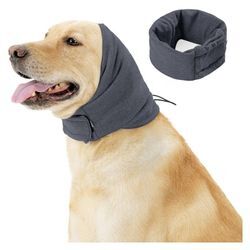 Schal und Ohrenschützer für Hunde, Winter-Halswärmer und Ohrenschützer für Hunde, Schutzgürtel zum Baden und Fellpflege (l Kopfumfang: 49–54 cm, grau)