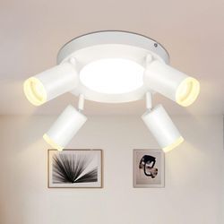 Gbly - Led Deckenlampe 4 Flammig Deckenspot GU10 - Schlafzimmerlampe 3000k Weiß Küchenlampe 20W Deckenstrahler Schwenkbar für Wohnzimmer Küche