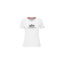 T-Shirt ALPHA INDUSTRIES "Alpha Industries Women - T-Shirts New Basic T Glitter Women", Damen, Gr. L, weiß, Obermaterial: 100% Baumwolle, Kurzarm, Shirts