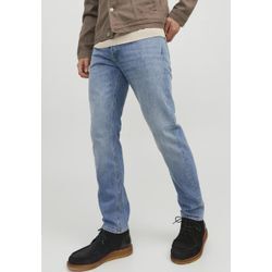 Comfort-fit-Jeans JACK & JONES "JJIMIKE JJORIGINAL CJ SN", Herren, Gr. 30, Länge 30, blau (blau denim), Denim/Jeans, Obermaterial: 99% Baumwolle, 1% Elasthan, Abriebeffekte, modisch, comfort fit, Jeans