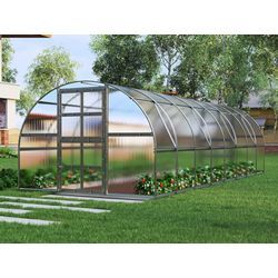 Dancover Gewächshaus Polycarbonat TITAN Arch 320, 24m², 3x8m, Silber