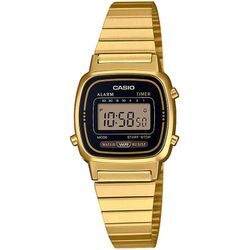 Chronograph CASIO VINTAGE "LA670WEGA-1EF", gold (goldfarben), Armbanduhren, Damen, Quarzuhr, Armbanduhr, Damenuhr, digital, Datum, Stoppfunktion