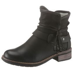 Winterboots RIEKER Gr. 39, schwarz, Damen, Lederimitat, Schuhe, Winterstiefelette, Blockabsatz, Warmfutter, mit Zierbänder, Topseller