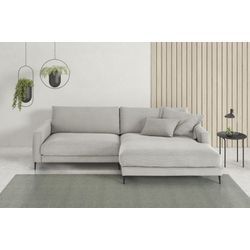 Ecksofa INOSIGN "Downtown, B/T/H: 272/190/84 cm L-Form", silber, B:272cm H:84cm T:190cm, 95% Polyester, 5% Nylon, Sofas, weicher Sitzkomfort auch in Cord und Bouclé, incl. Zierkissen