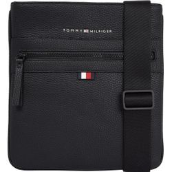 Umhängetasche TOMMY HILFIGER "Essential", Damen, Gr. B/H/T: 24cm x 25cm x 4cm, schwarz, Lederimitat, Taschen, in schlichter Optik