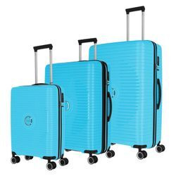 Trolleyset TRAVELITE "ORBITA 4w S/M/L", blau (türkis), Polypropylen, unifarben, Koffer-Sets, Hartschalen-Koffer Kofferset Reiseset Handgepäck Aufgabegepäck