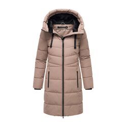 Winterjacke MARIKOO "Natsukoo XVI", Damen, Gr. XXXL, grau (taupe grau), Obermaterial: 100% Polyester, Jacken, Stepp Mantel mit großer Kapuze