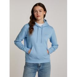 Kapuzensweatshirt TOMMY JEANS "TJW REG S FLAG HOODIE", Damen, Gr. XL (42), blau (westside blau), Sweatware, Obermaterial: 80% Baumwolle, 20% Polyester, unifarben, casual, regular fit, Langarm Bündchen, Sweatshirts, Kapuze mit Kordelm, Kängurutasche, Tommy Jeans Logo-Flag