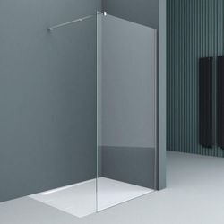 Walk-In Dusche 100cm 10mm Duschwand Duschabtrennung Bremen2K mit Stabilisator aus Echtglas ESG-Sicherheitsglas Klarglas inkl. Nanobeschichtung