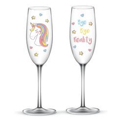 EinhornLiebe - Sektgläser Set - Einhorn Glas Bye Bye Reality (2 Stück) Proseccogläser Gläser