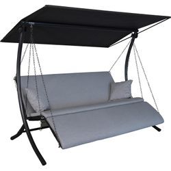 Hollywoodschaukel "Swing Zip granit", grau (hellgrau), B:210cm H:160cm T:145cm, Obermaterial: 100% Polyacryl, ANGERER FREIZEITMÖBEL, Hollywoodschaukeln, wetterfest