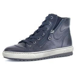 Sneaker GABOR, Damen, Gr. 42, blau (nachtblau), Kalbsleder, Ziegenveloursleder, unifarben, sportlich, Schuhe, Freizeitschuh, Halbschuh, Schnürschuh mit OPTIFIT-Wechselfußbett