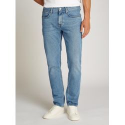 Straight-Jeans TOMMY HILFIGER "STRAIGHT DENTON STR MESA BLUE", Herren, Gr. 33, Länge 32, blau (mesa blau), Denim/Jeans, Obermaterial: 99% Baumwolle, 1% Elasthan, unifarben, casual, straight fit knöchellang, Jeans, in hellblauer Waschung