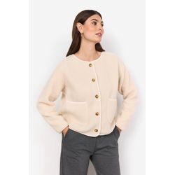 Cardigan SOYACONCEPT "SC-ONYX 2", Damen, Gr. XL, beige (1620 cream), Strick, Obermaterial: 100% Polyester, unifarben, modisch, Rundhals, Langarm, Strickjacken