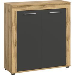 Highboard INOSIGN "Aosta, Höhe 88 cm, in verschiedenen Farbausführungen", grau (wotan eiche, grau), B:80cm H:88cm T:35cm, FSC-zertifizierter Holzwerkstoff, Sideboards, mit 2 Türen und 3 Fächern, Wohnzimmer, Kommode, Schrank