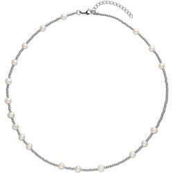 Collier ADRIANA "Schmuck Geschenk Silber 925 Halskette Genua, G12-90, G12-94", bunt (silberfarben, weiß), Halsketten, Damen, Silber 925 (Sterlingsilber)-Perlen, L: 47cm B: 2,1mm, Silber 925 (Sterlingsilber), Perlen, Made in Germany - mit Süßwasserzuchtperle, B:2,1mm