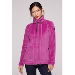 Fleecejacke SOCCX, Damen, Gr. L, lila (iced berry), Material: 100% Polyester, bestickt, casual, tailliert normal, Langarm eingesetzt elastischer Bund, Jacken, mit elastischem Saumabschluss