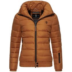 Steppjacke MARIKOO "Poison", Damen, Gr. S (36), braun (zimt), Oberstoff: 100% Polyester, Futter: 100% Polyester, Wattierung: 100% Polyester, Ärmelfutter: 100% Polyester, modisch, tailliert hüftbedeckend, Langarm Ärmel ohne Ärmelschlitz Bündchen, Jacken, stylische Damen Winterjacke mit hohem Kragen