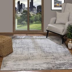 Teppich Kurzflor Wohnzimmer Modernes Abstraktes Design Grau und Weiß 120 x 170 cm - Surya