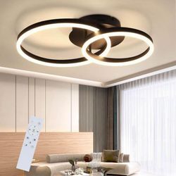 Gbly - led Deckenlampe Dimmbar Deckenleuchte Wohnzimmer Schwarz Wohnzimmerlampe Modern Schlafzimmerlampe 46W 2-Ringen für Schlafzimmer Arbeitszimmer