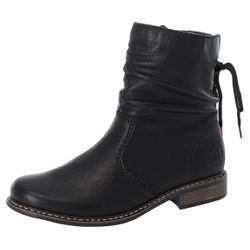 Stiefelette RIEKER Gr. 42, schwarz, Damen, Lederimitat, Schuhe, Boots, Blockabsatz, mit Zierschnürung am Schaft