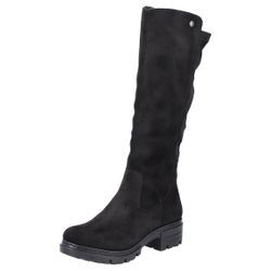 Winterstiefel RIEKER, Damen, Gr. 37, Normalschaft, schwarz, Textil, klassisch, Schuhe, Langschaftstiefel, Blockabsatz, mit Stretch