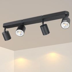 Gbly - led Deckenleuchte 4 Flammig Deckenstrahler Schwarz - Deckenlampe Wohnzimmer Strahler 350° Schwenkbar Deckenspots GU10 Spot Beleuchtung für