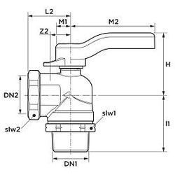 Aalberts SEPP Gas Eckkugelhahn 0004050 DN 25, R 1 x Rp 1, für Zweirohrgaszähler, Messing