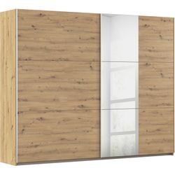 Schwebetürenschrank RAUCH "Kleiderschrank Garderobe TOPSELLER AURELIO mit 3 Ausstattungsvarianten", braun (eiche artisan), B:261cm H:210cm T:59cm, Holzwerkstoff, Schränke, 3 verschiedene Ausstattungsvarianten Griffe aus Metall MADE IN GERMANY, Topseller