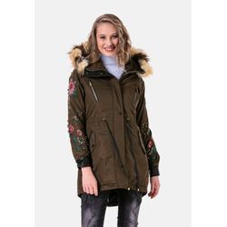 Parka CIPO & BAXX "Jacken" Gr. L, grün (khaki), Damen, 50% Polyurethan;50% Viskose, unifarben, Jacken, mit Kunstleder und Nieten, WJ-136