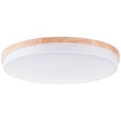 BRILLIANT LED Deckenleuchte "Baarlo", weiß (matt weiß, holz), Ø 50,00cm H: 8,00cm, Lampen, Ø 50 cm, 4500 lm, 3000-6500 K, dimmbar, Fernbedienung, Holz/Metall