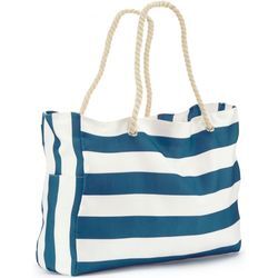 Shopper VIVANCE Gr. B/H/T: 52cm x 37cm x 18cm, blau (weiß, blau), Damen, Baumwolle, mehrfarbig, gestreift, Taschen, Strandtasche, Schultertasche, Handtasche, Tragetasche VEGAN