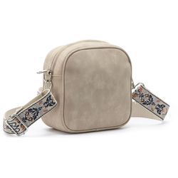 Umhängetasche VIVANCE Gr. B/H/T: 17cm x 18cm x 7cm, beige, Damen, Lederimitat, unifarben, clean, Taschen, Handtasche, Crossbody-Bag mit auswechselbaren Schulterriemen VEGAN