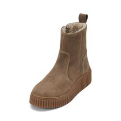 Stiefelette MARC O'POLO "mit flauschigem Warmfutter", Damen, Gr. 38, grau (schwarz taupe), Obermaterial: 100% Leder (Rind), unifarben, Schuhe