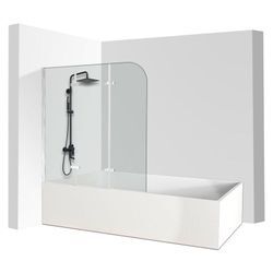 Swanew - Badewannenaufsatz Duschabtrennung Faltwand für Badewanne Badewannenaufsatz Duschwand aus 6mm nano Easy Clean glas 3-teilig faltbar 120140CM