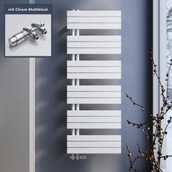 Handtuchtrockner Sonni Heizung Bad Heizkörper Design Badheizkörper Weiß 1590x600mm,mit Chrom Multiblock