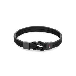 Armband TOMMY HILFIGER "Schmuck Edelstahl Armschmuck Lederarmband", bunt (schwarz, blau, rot, weiß), Armbänder, Herren, Edelstahl-Leder, Edelstahl, Leder