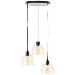 BRILLIANT Pendelleuchte "Casto", schwarz, bernstein, 3 flammig, Ø 51,00cm,, Lampen, 150 x 51 cm, E27, kürzbar, Glas, bernsteinfarben