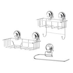 Küchenorganizer-Set GSW "HOOKIE System 3-teilig", silber (silberfarben), Kunststoff, Aluminium, Küchenhelfer-Sets, Küchenorganizer, Befestigung mit intelligenten Saughaken