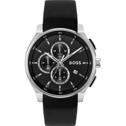 Chronograph BOSS "PEAK 2.0", schwarz, Armbanduhren, Herren, Quarzuhr, Armbanduhr, Herrenuhr, Lederarmband, analog, Tag